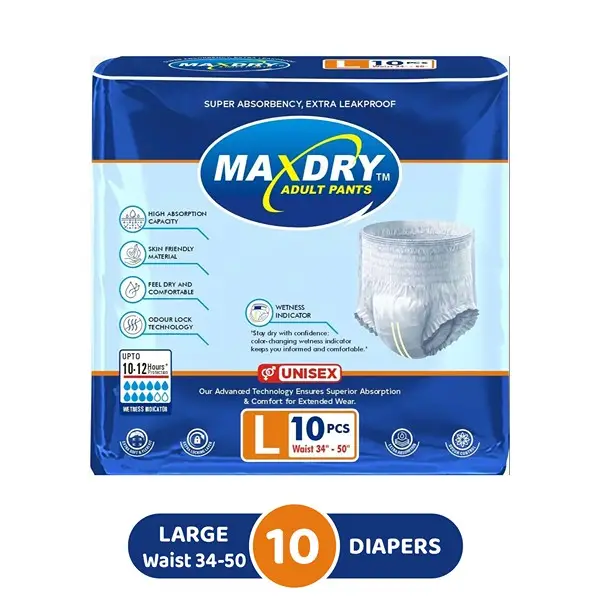 Maxdry Adult Diaper Pants Large 10 Pcs