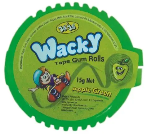 Jojo Wackey Tape Apple Green Bubble Gum 15G