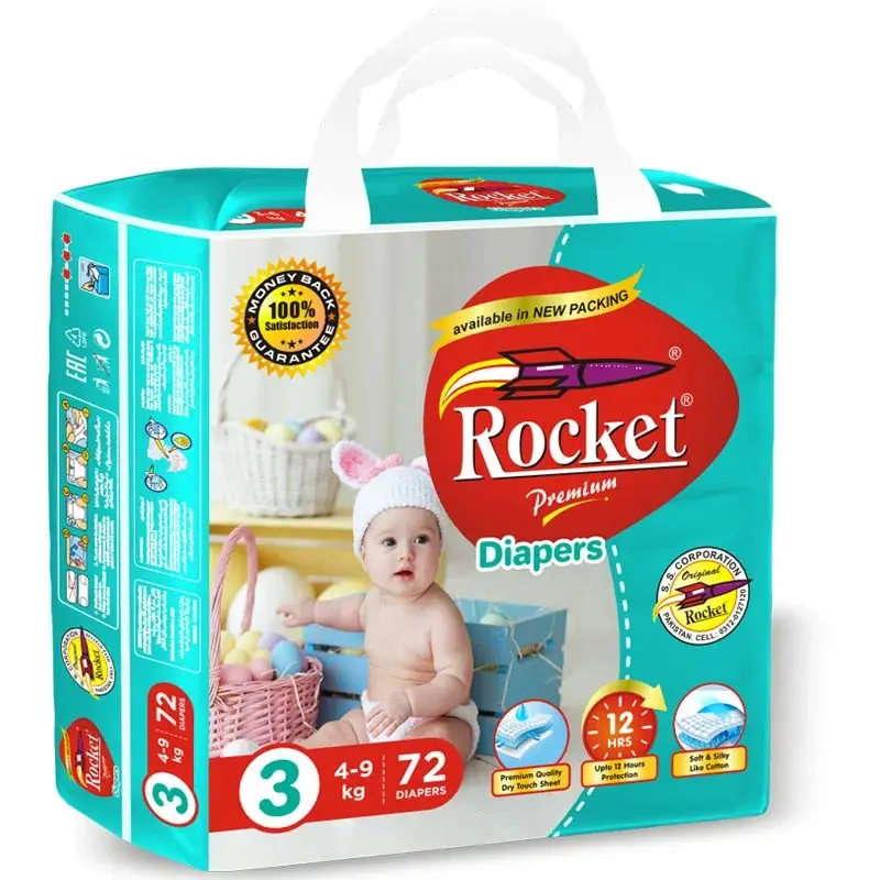 Rocket Diaper Size-3, 72 Pack