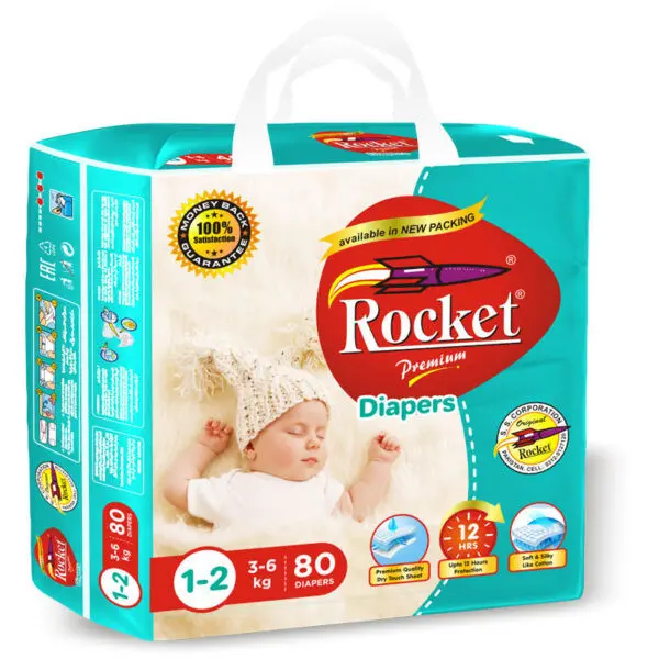 Rocket Premium Diapers 1-2 80 Pack