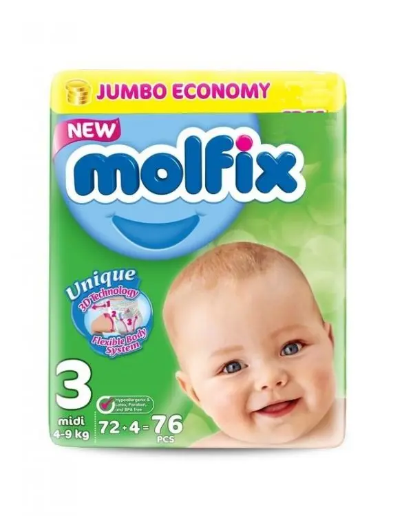 Molfix # 3 Medi 4 to 9 Kg – 56 pcs